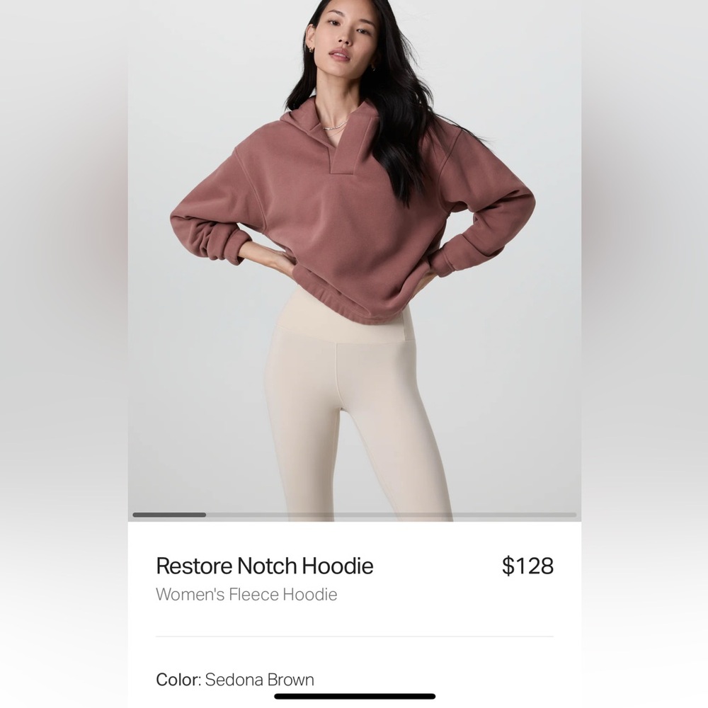 NWT Vuori Women's Restore Notch Hoodie Sedona Brown Fleece Sweatshirt Size Large